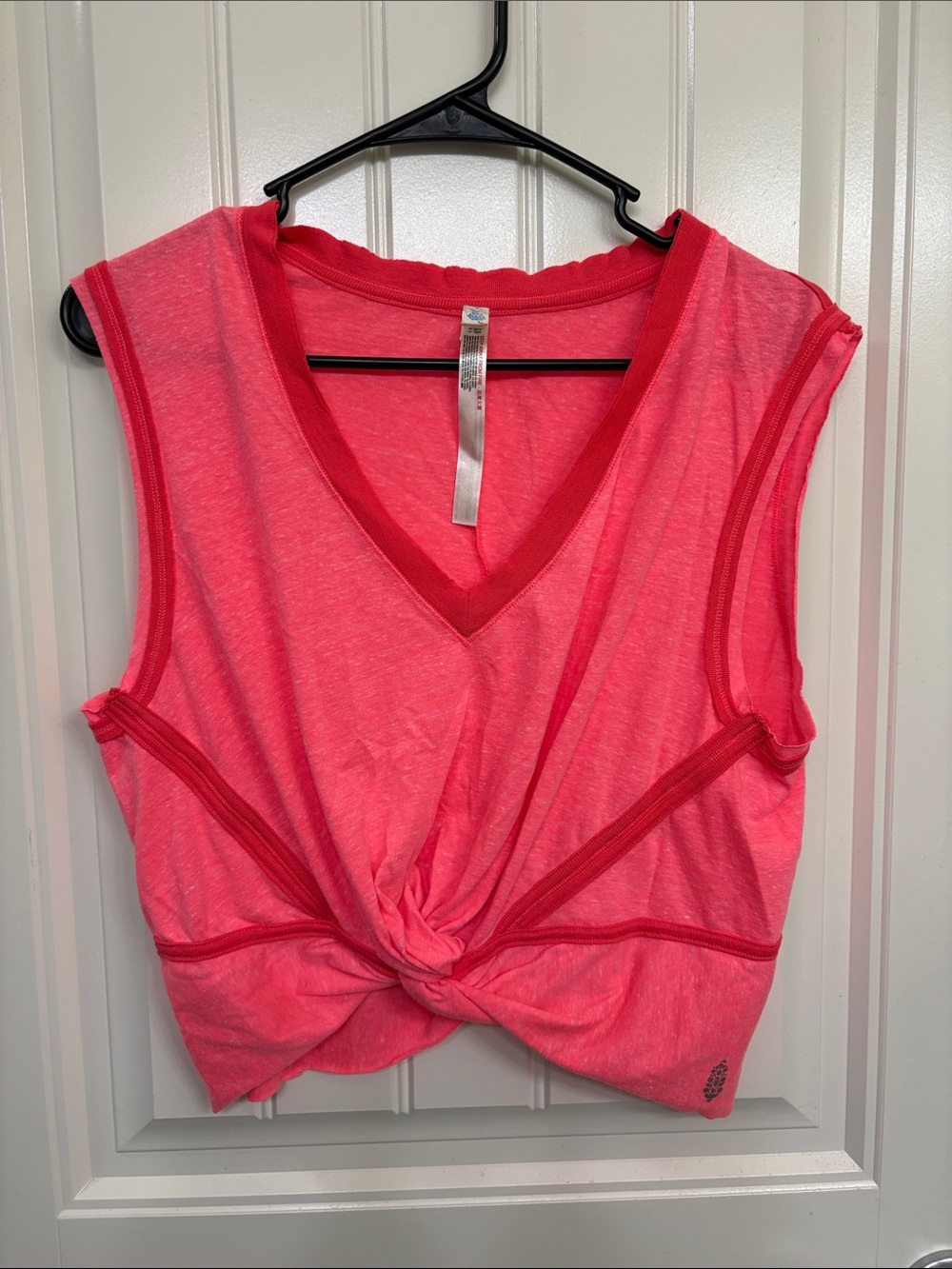 FP Movement by Free People Neon Pink Twist-Front V-Neck Tank